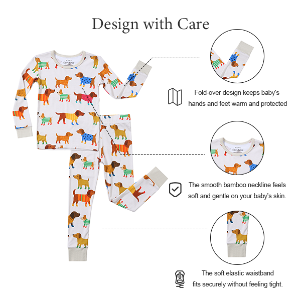 Puppy Print Bamboo Baby Pajama Set – Soft Two-Piece Viscose from Bamboo Outfit for Toddlers & Kids