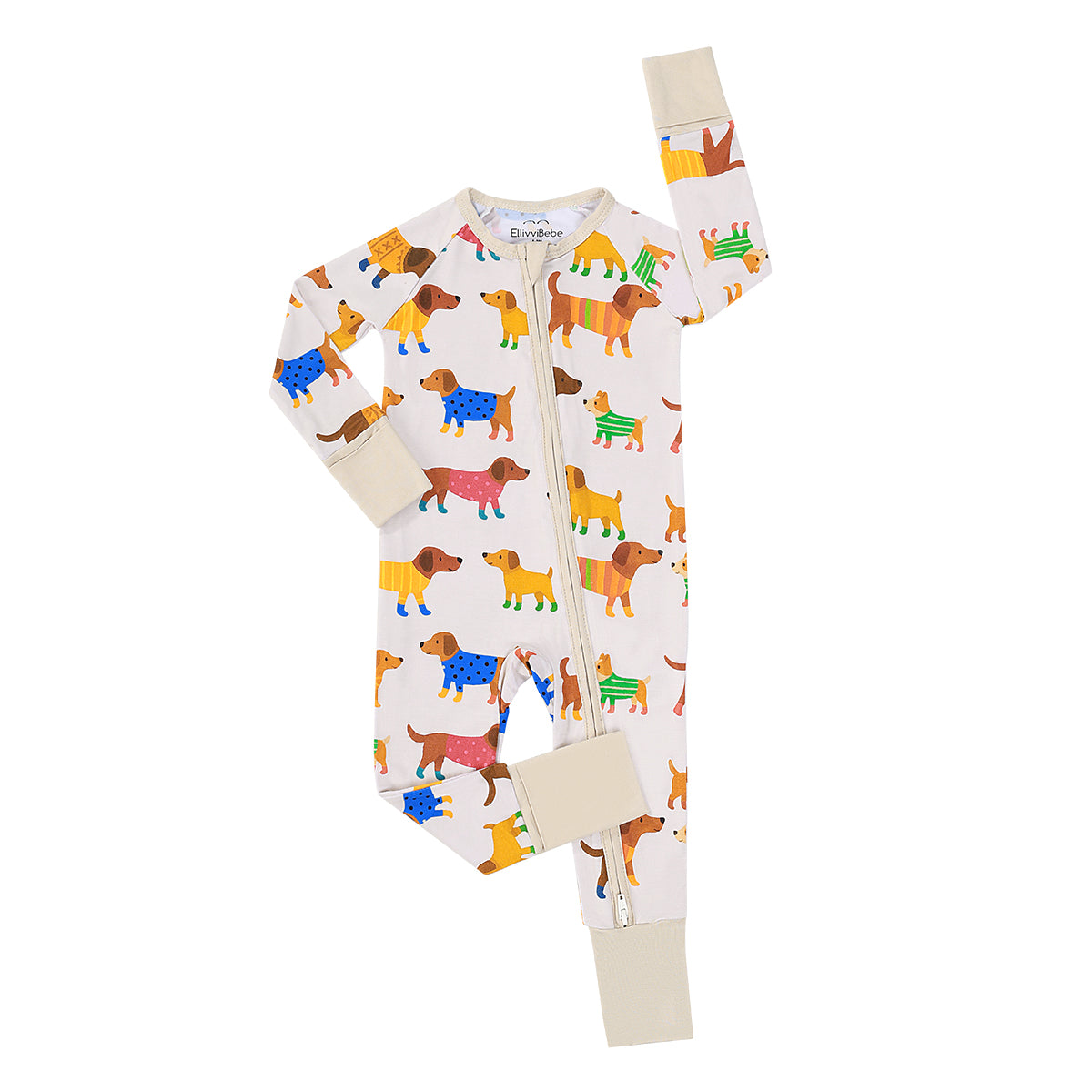 Blue Excavator Bamboo Baby Pajamas – Soft Construction Print Zippy Romper for Little Builders