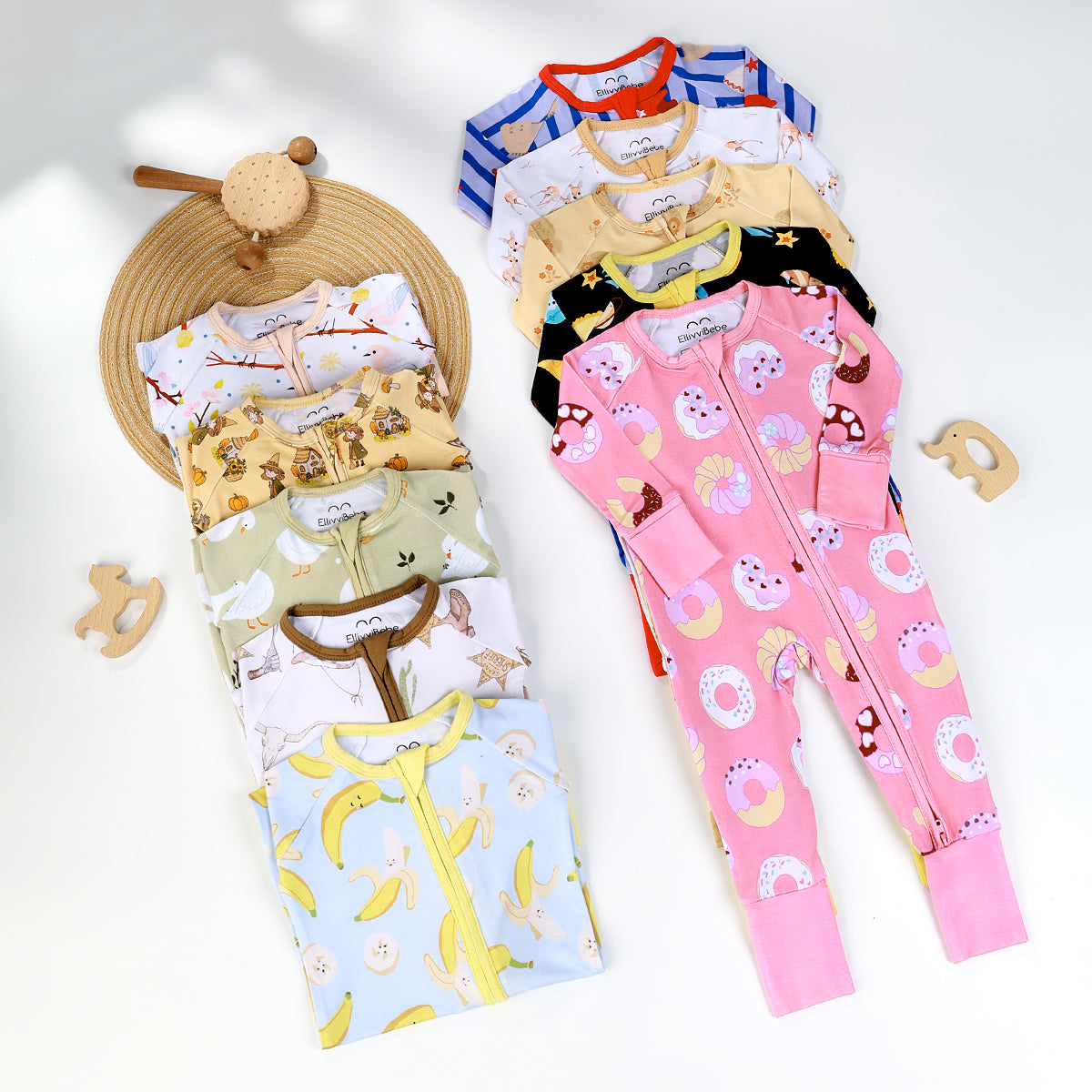Banana Bamboo Baby Zippy Romper – Cute Fruit Print One-Piece Sleeper with Soft Bamboo Viscose for Infants & Toddlers