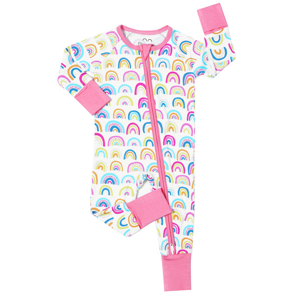 Teddy Bear Bow Bamboo Baby Romper – Soft Viscose from Bamboo Zip Sleeper with Adorable Bear Print for Little Ones