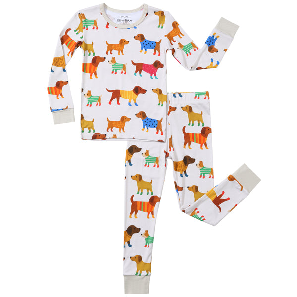 Puppy Print Bamboo Baby Pajama Set – Soft Two-Piece Viscose from Bamboo Outfit for Toddlers & Kids