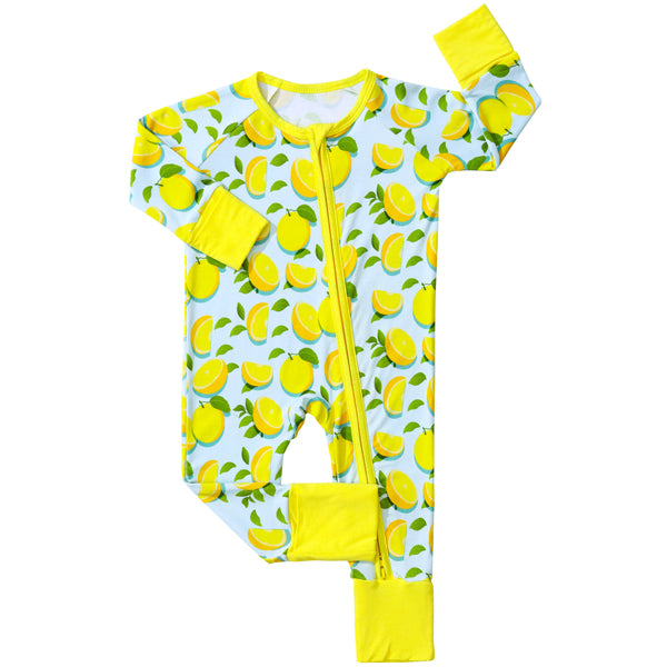 Lemon Bamboo Baby Zippy Romper – Buttery Soft Viscose from Bamboo One-Piece Sleeperwear with Two-Way Zipper